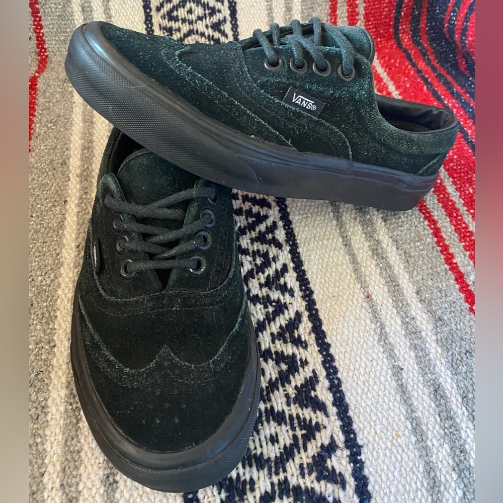 Vans Black Leather Suede Oxford Wingtip Style Shoes